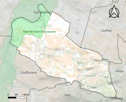 Carte de la ZNIEFF de type 1 sur la commune.