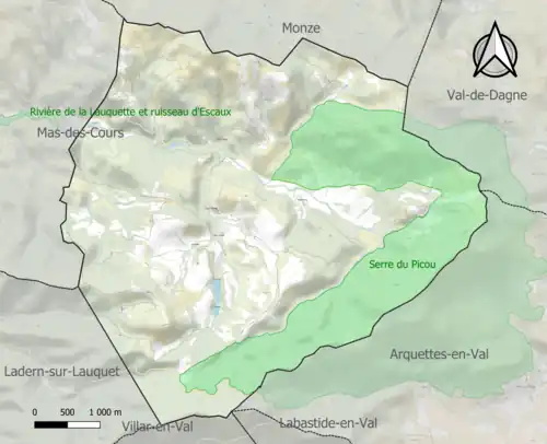 Carte de la ZNIEFF de type 1 sur la commune.