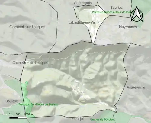 Carte de la ZNIEFF de type 1 sur la commune.