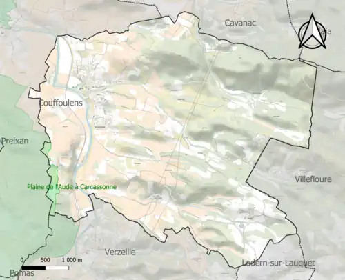 Carte de la ZNIEFF de type 1 sur la commune.