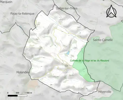 Carte de la ZNIEFF de type 1 sur la commune.