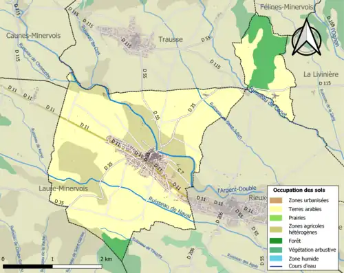 Carte en couleurs présentant l'occupation des sols.