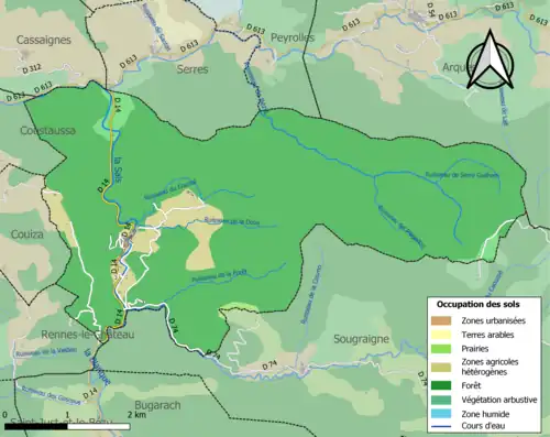 Carte en couleurs présentant l'occupation des sols.