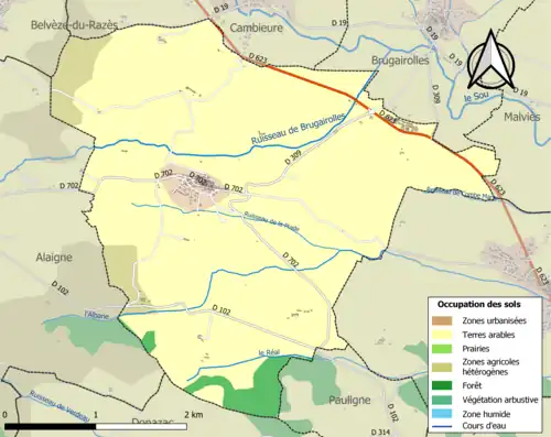 Carte en couleurs présentant l'occupation des sols.