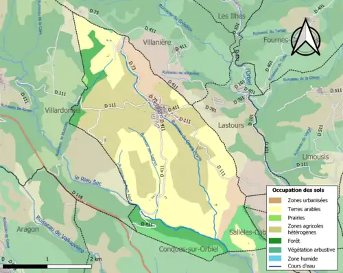 Carte en couleurs présentant l'occupation des sols.