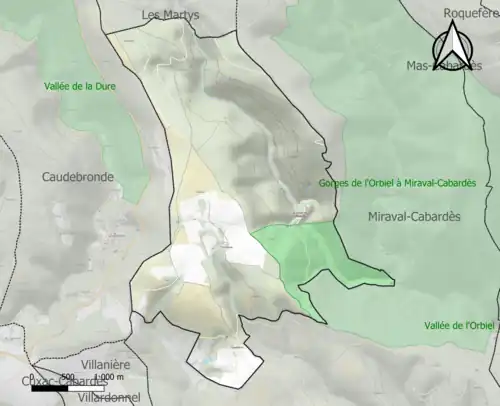 Carte de la ZNIEFF de type 1 sur la commune.