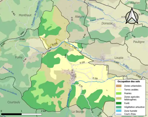 Carte en couleurs présentant l'occupation des sols.