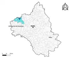 Asprières dans le canton de Lot et Montbazinois en 2020.