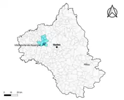 Belcastel dans l'intercommunalité en 2020.