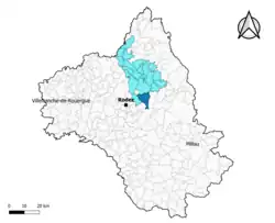 Montrozier dans l'intercommunalité en 2020.