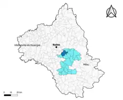Pont-de-Salars dans le canton de Raspes et Lévezou en 2020.