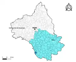 Pousthomy dans l'arrondissement de Millau en 2020.