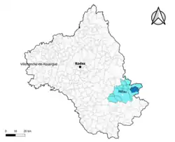 Saint-André-de-Vézines dans l'intercommunalité en 2020.