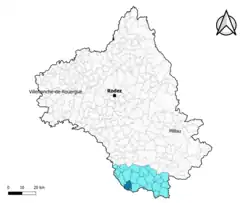 Saint-Sever-du-Moustier dans l'intercommunalité en 2020.