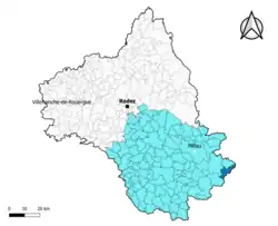 Sauclières dans l'arrondissement de Millau en 2020.