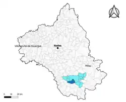 Vabres-l'Abbaye dans le canton de Saint-Affrique en 2020.