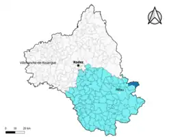 Veyreau dans l'arrondissement de Millau en 2020.