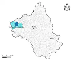 Villeneuve dans le canton de Villeneuvois et Villefranchois en 2020.