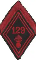 Insigne du losange de bras de 1er&nbsp;classe du 129e&nbsp;régiment d'infanterie.
