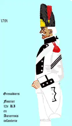 grenadier fourier du 12e&nbsp;régiment d’infanterie de ligne de 1791 à 1793