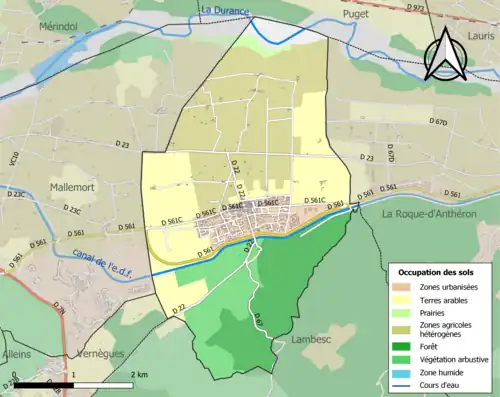 Carte en couleurs présentant l'occupation des sols.