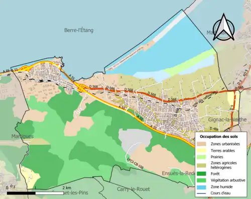 Carte en couleurs présentant l'occupation des sols.