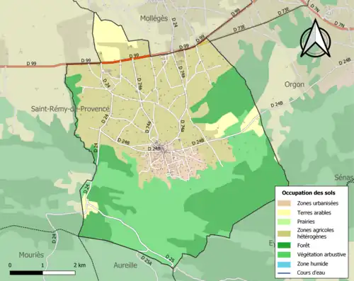 Carte en couleurs présentant l'occupation des sols.