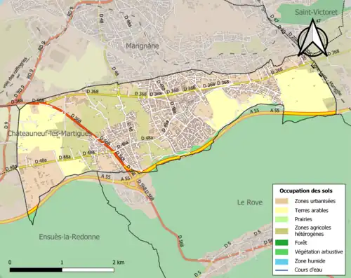 Carte en couleurs présentant l'occupation des sols.