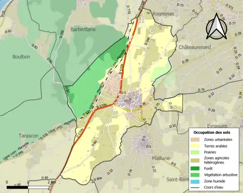 Carte en couleurs présentant l'occupation des sols.