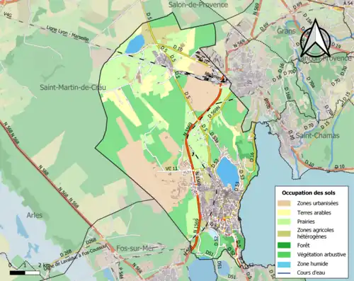 Carte en couleurs présentant l'occupation des sols.