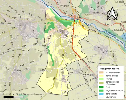 Carte en couleurs présentant l'occupation des sols.