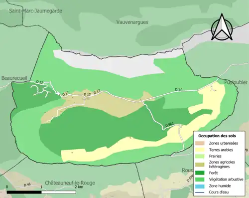 Carte en couleurs présentant l'occupation des sols.