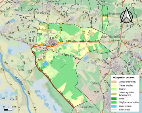 Carte en couleurs présentant l'occupation des sols.