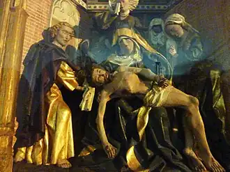 Le Retable de la Passion, la Lamentation après la Crucifixion et la Vierge de Pitié.