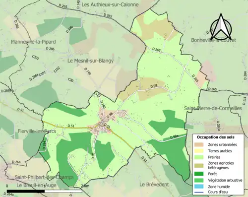 Carte en couleurs présentant l'occupation des sols.