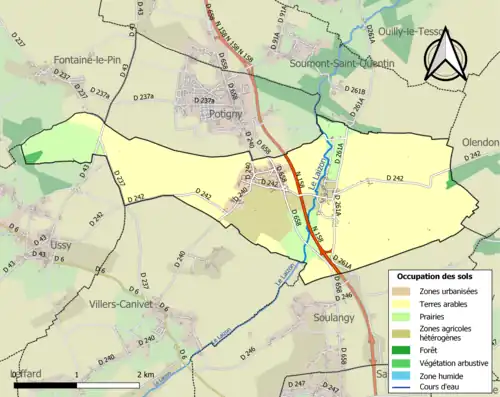 Carte en couleurs présentant l'occupation des sols.