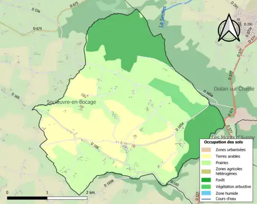 Carte en couleurs présentant l'occupation des sols.