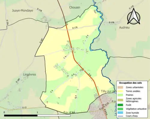 Carte en couleurs présentant l'occupation des sols.