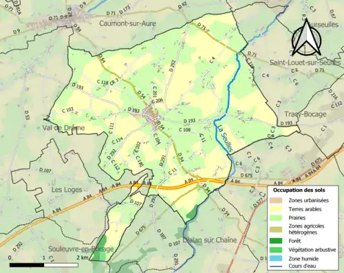 Carte en couleurs présentant l'occupation des sols.