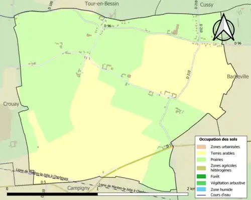 Carte en couleurs présentant l'occupation des sols.