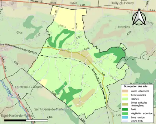 Carte en couleurs présentant l'occupation des sols.