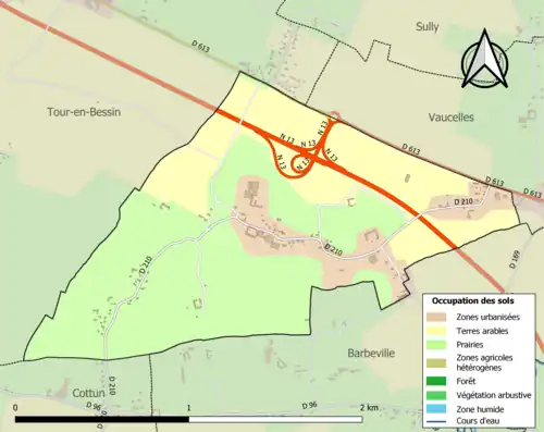 Carte en couleurs présentant l'occupation des sols.