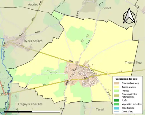 Carte en couleurs présentant l'occupation des sols.