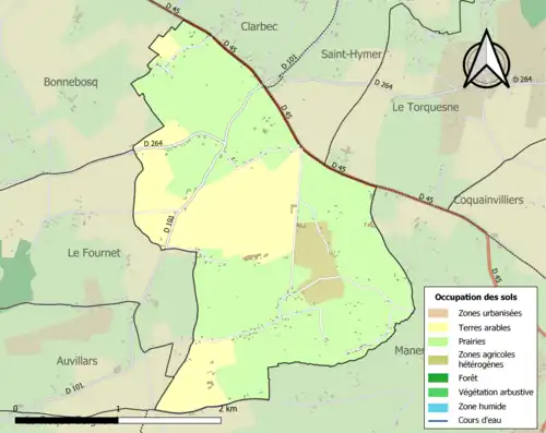 Carte en couleurs présentant l'occupation des sols.