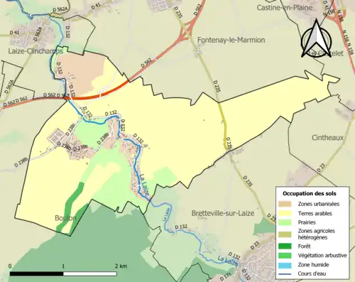 Carte en couleurs présentant l'occupation des sols.