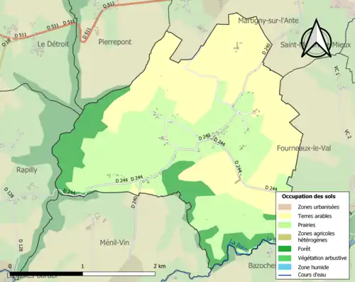 Carte en couleurs présentant l'occupation des sols.