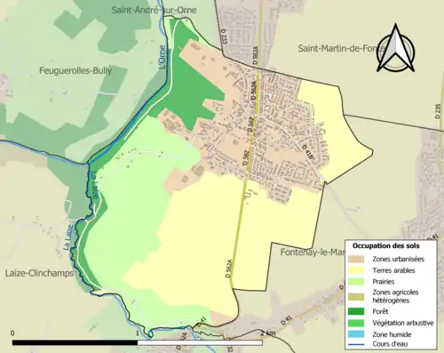 Carte en couleurs présentant l'occupation des sols.