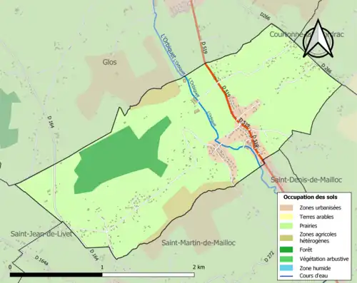 Carte en couleurs présentant l'occupation des sols.