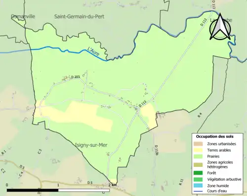 Carte en couleurs présentant l'occupation des sols.