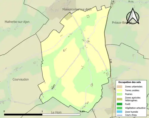 Carte en couleurs présentant l'occupation des sols.